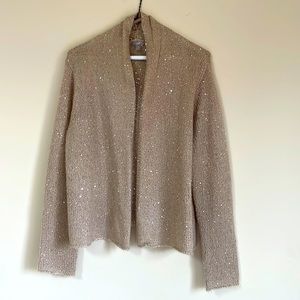 Gold sequined tan sweater